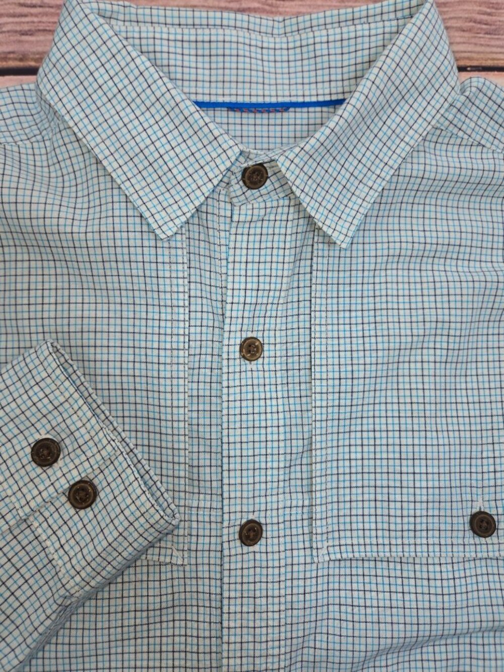 Patagonia Mens Long Sleeve Organic Cotton Shirt Medium Plaid Blue/White